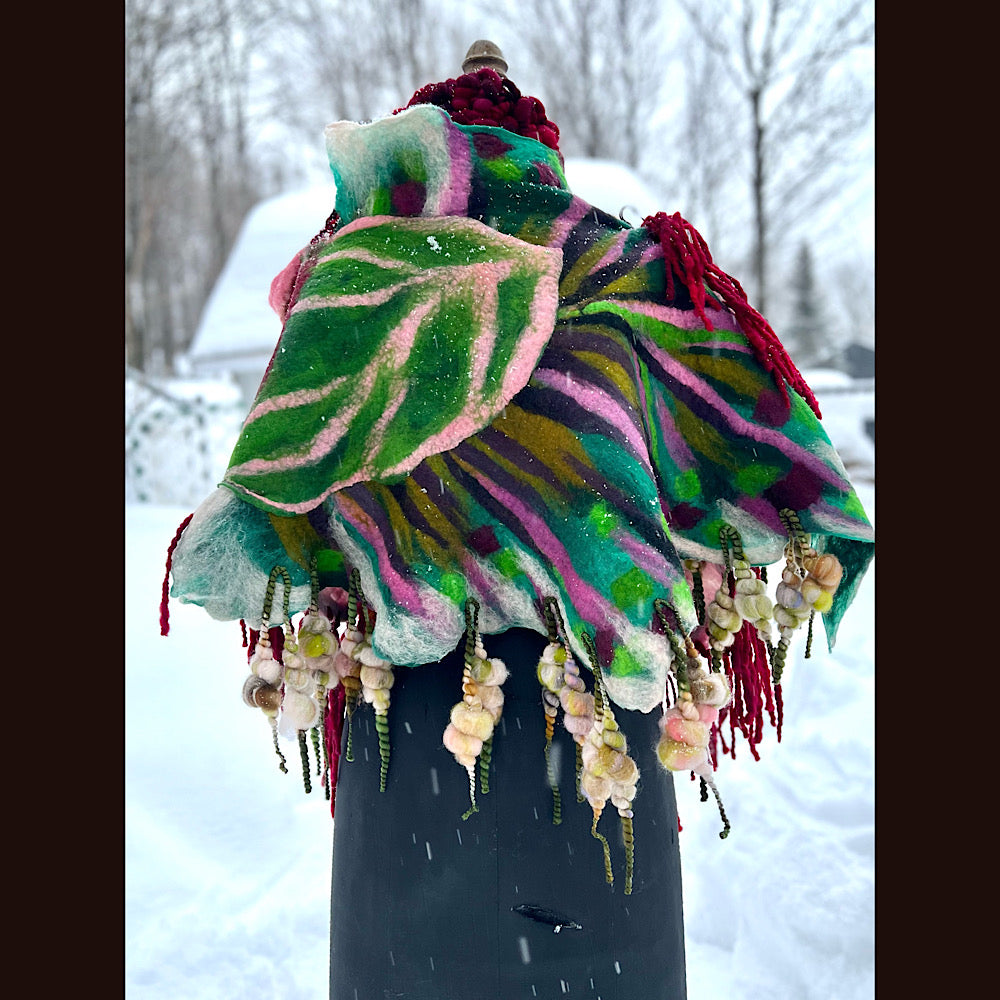 Rose felted wrap 57” X 27”