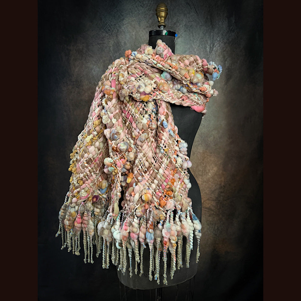 Handmade wool Woven Scarf 90” X 11”