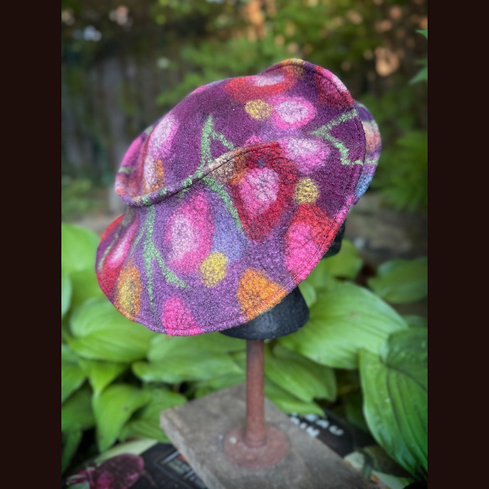 OOAK Handmade wool Felted hat 23.5” medium
