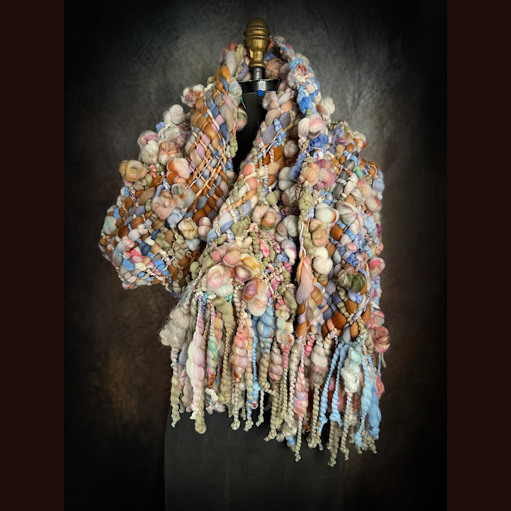 Handmade wool Woven Scarf 88” X 11”