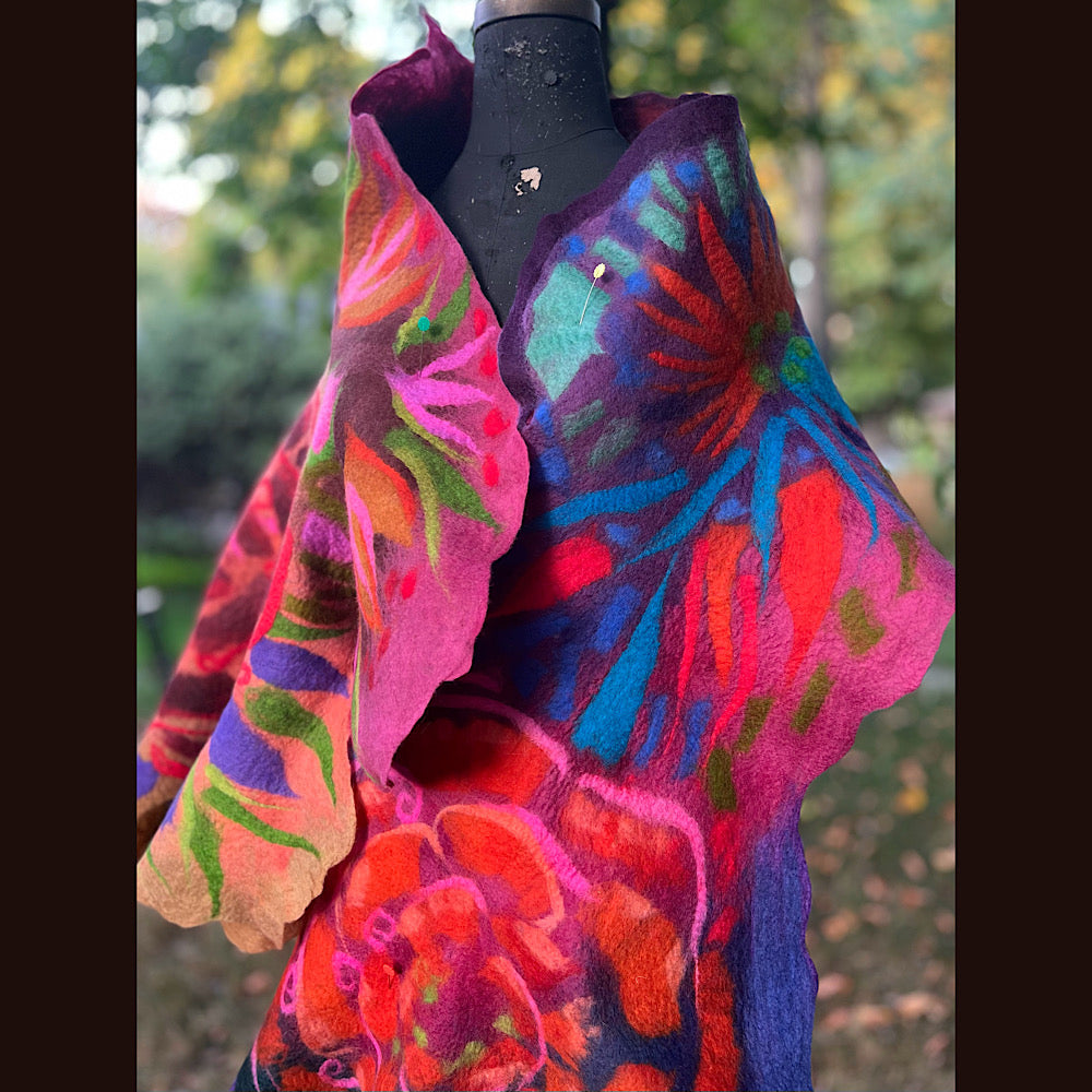 Handmade Felted Wool Scarf 74” X 29”