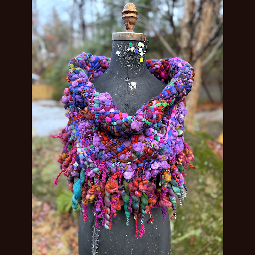 Handmade wool Woven Scarf shawlette 19” X 18”