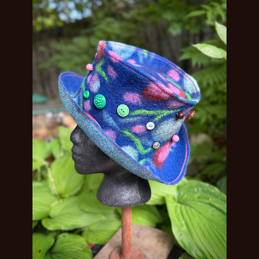 OOAK Handmade wool Felted hat 23.5” medium Silk lining