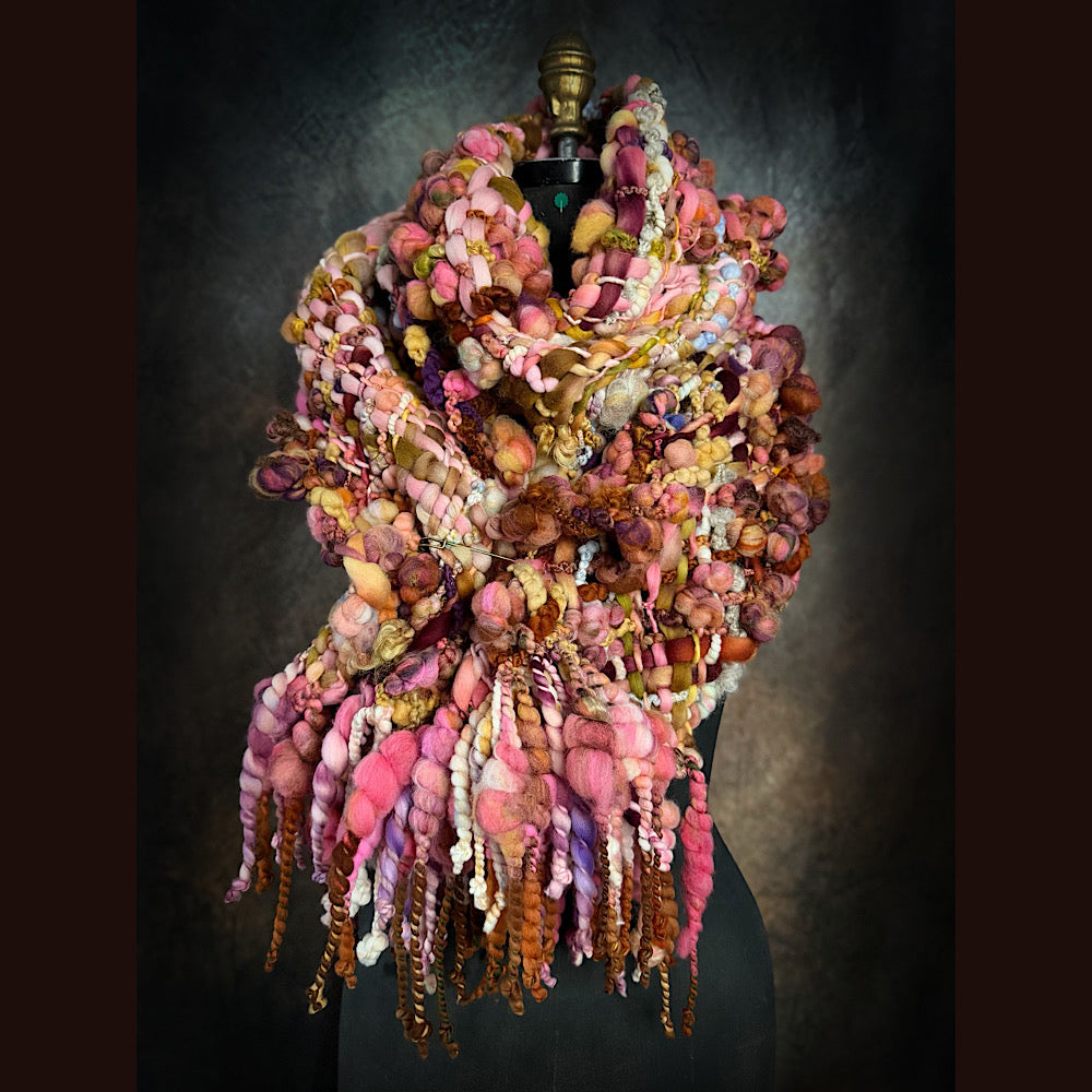 Handmade wool Woven Scarf 84”X 11”