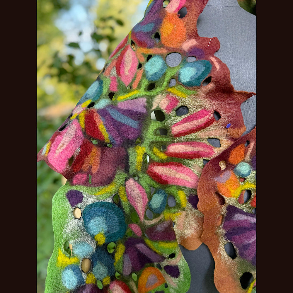 OOAK Handmade wool Felted Scarf 80” X 24”Original art work