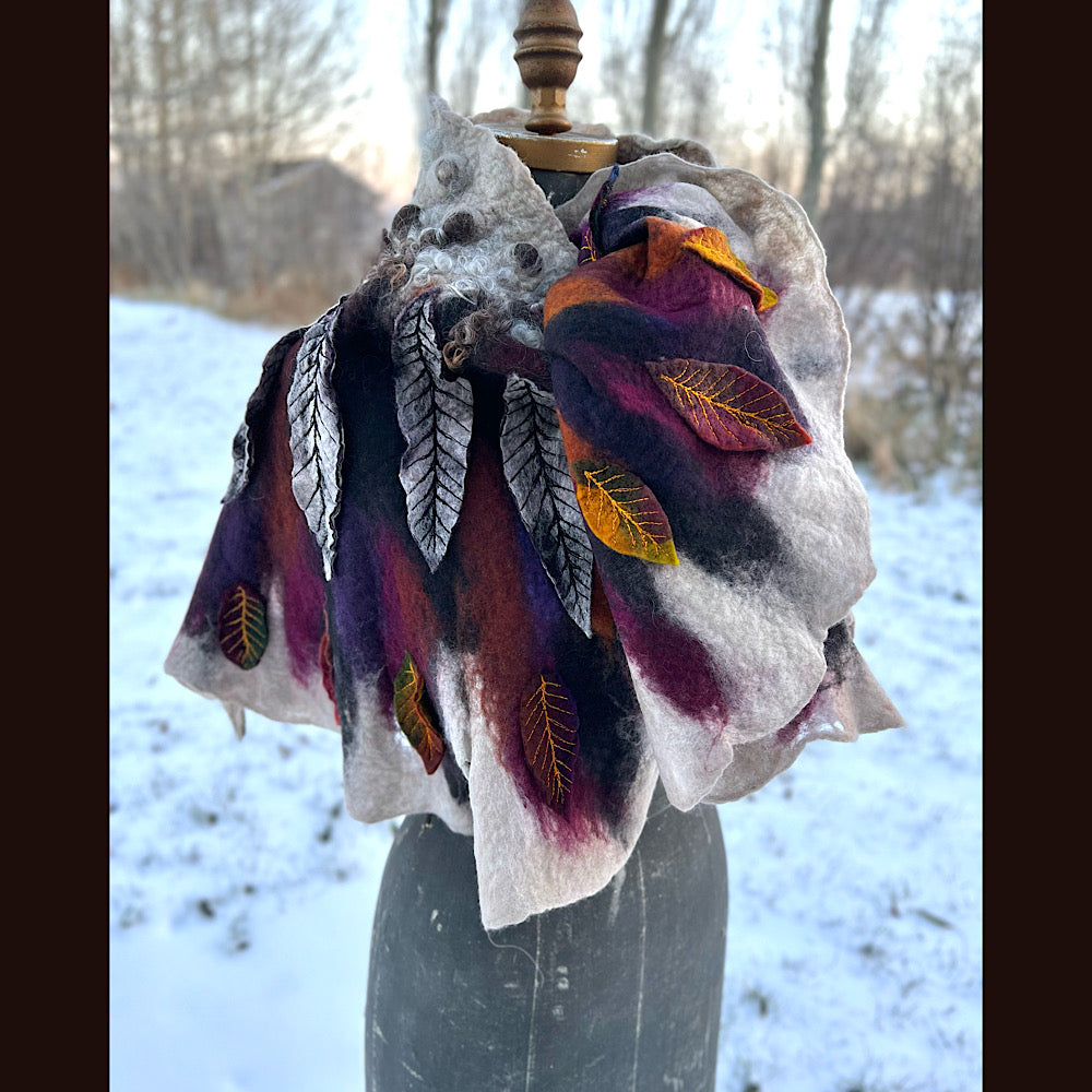 Première neige felted scarf 63” X 20”