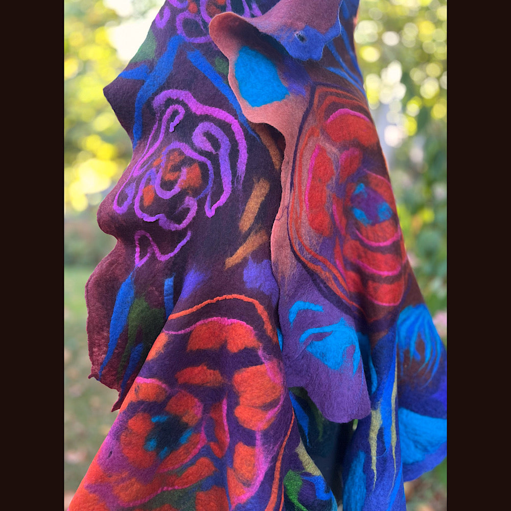 Handmade Felted Wool Scarf 82” X 29”
