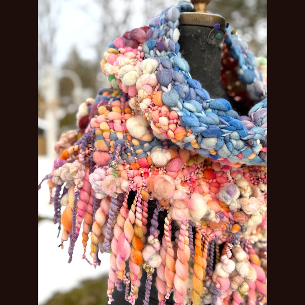 Handmade wool Woven Scarf shawlette 20” X 19”