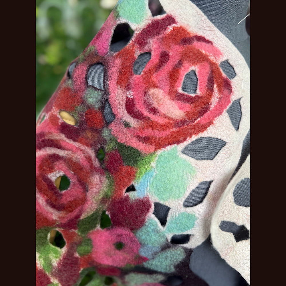 OOAK Handmade wool Felted Scarf 90” X 29” Original art work
