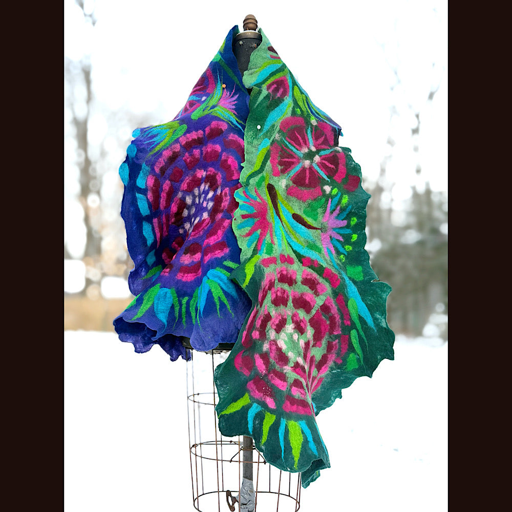 Handmade wool Felted Scarf 90” X 24”