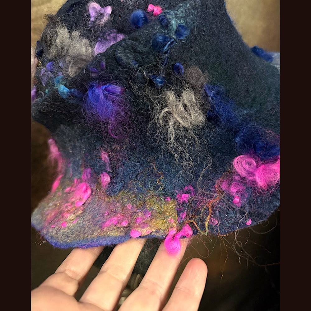 Handmade wool Felted hat 23.5” medium