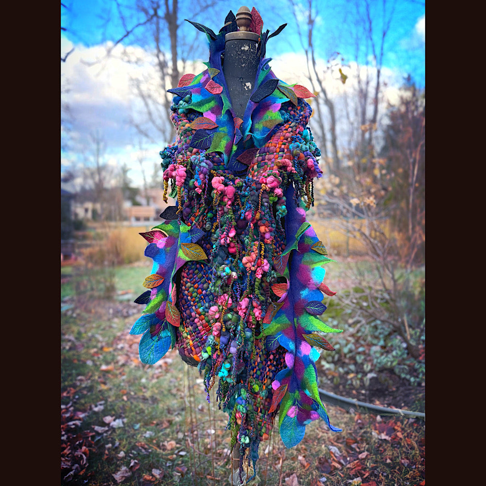 Handmade wool Felted Scarf 88”X 18”