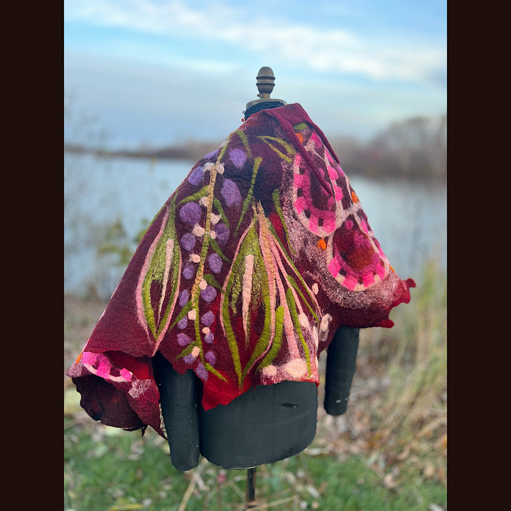Felted floral capelet