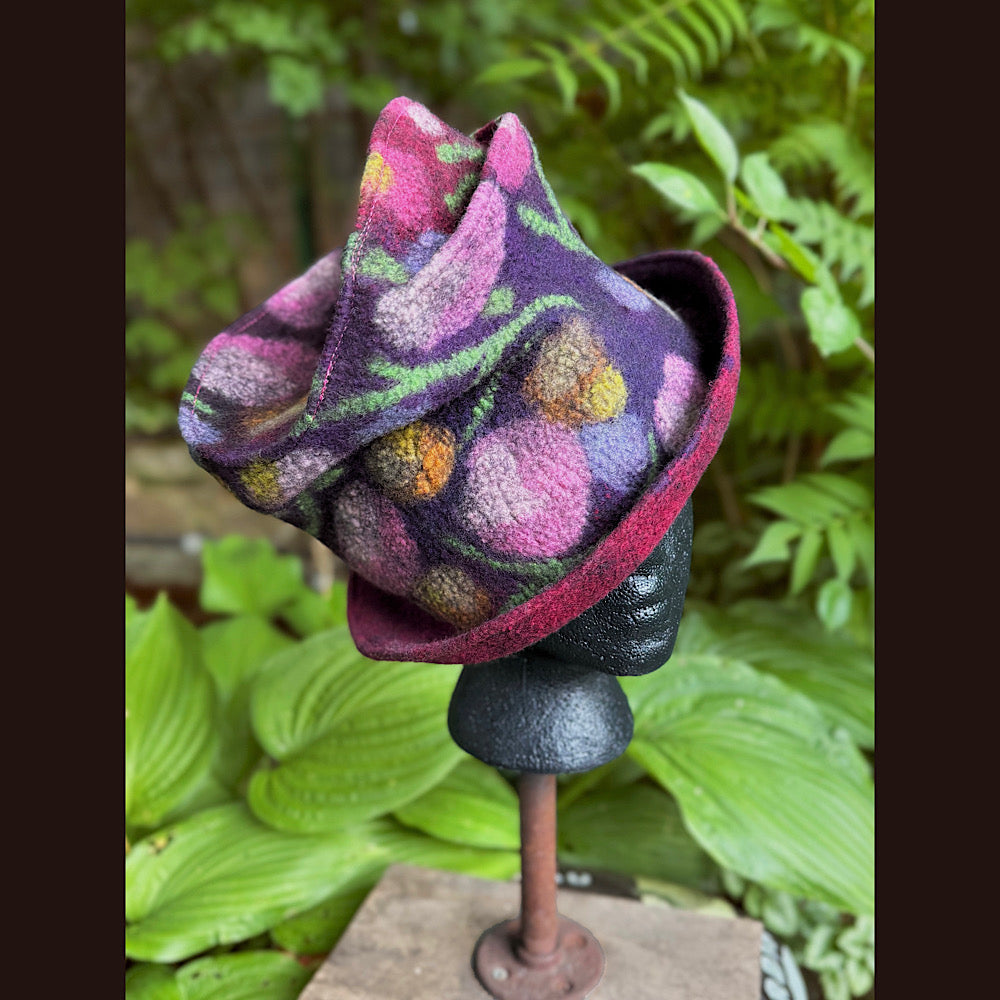 OOAK Handmade wool Felted hat 22” small