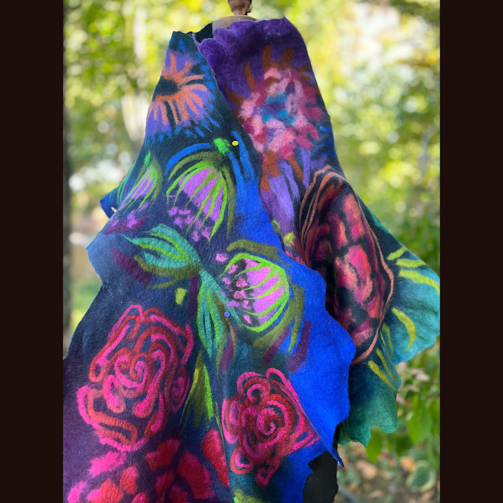 Handmade Felted Wool Scarf 80” X 26”