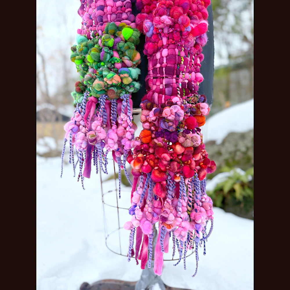 Handmade wool Woven Scarf 88” X 7”