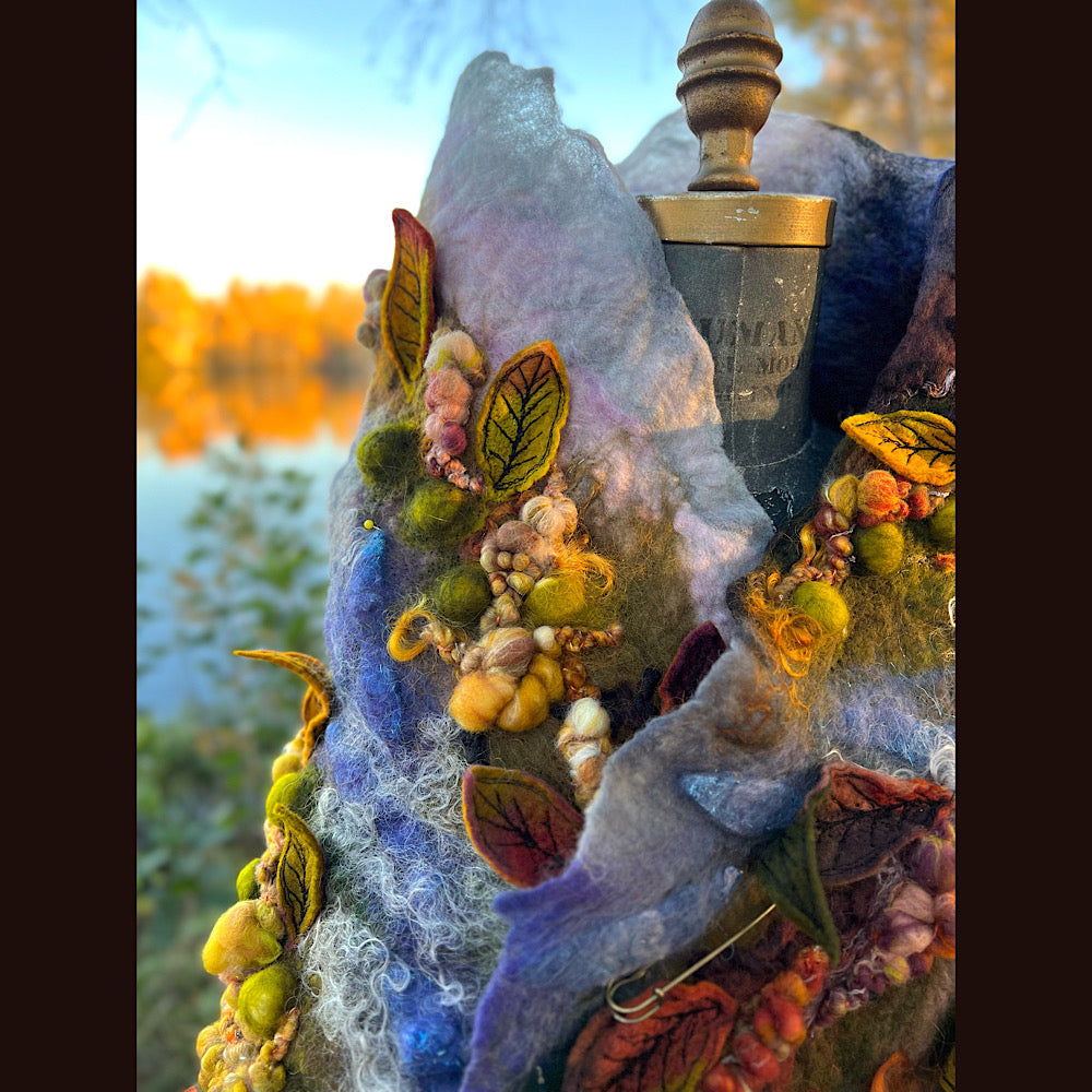 Chicoutimi river felted shawl 59” X 22”