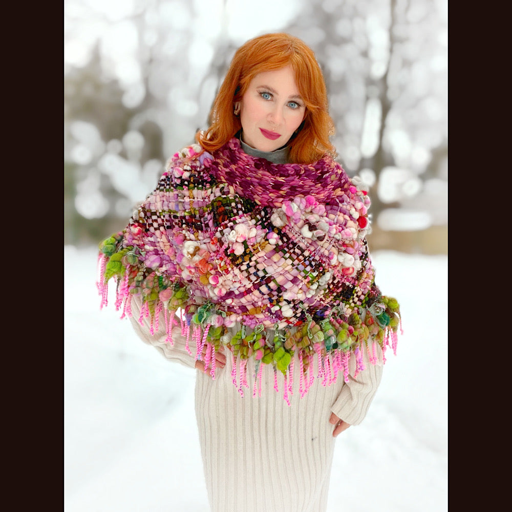 Handmade wool Woven Scarf shawlette 26”X  20” larger size