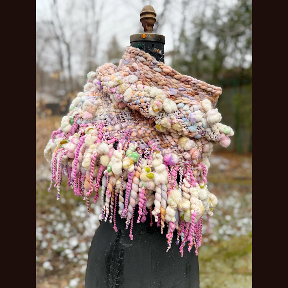 Handmade wool Woven Scarf shawlette 19”X 20”