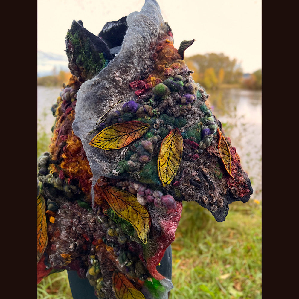 Appalachian trail felted shawl 56” X 22”