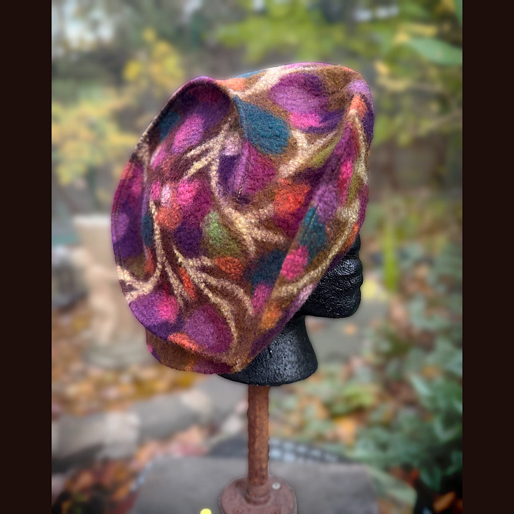 OOAK Handmade wool Felted hat 22.5” small
