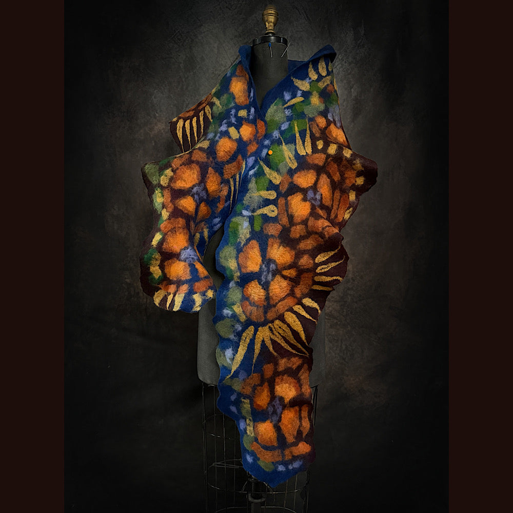 OOAK Handmade wool Felted Scarf 81” X 12”