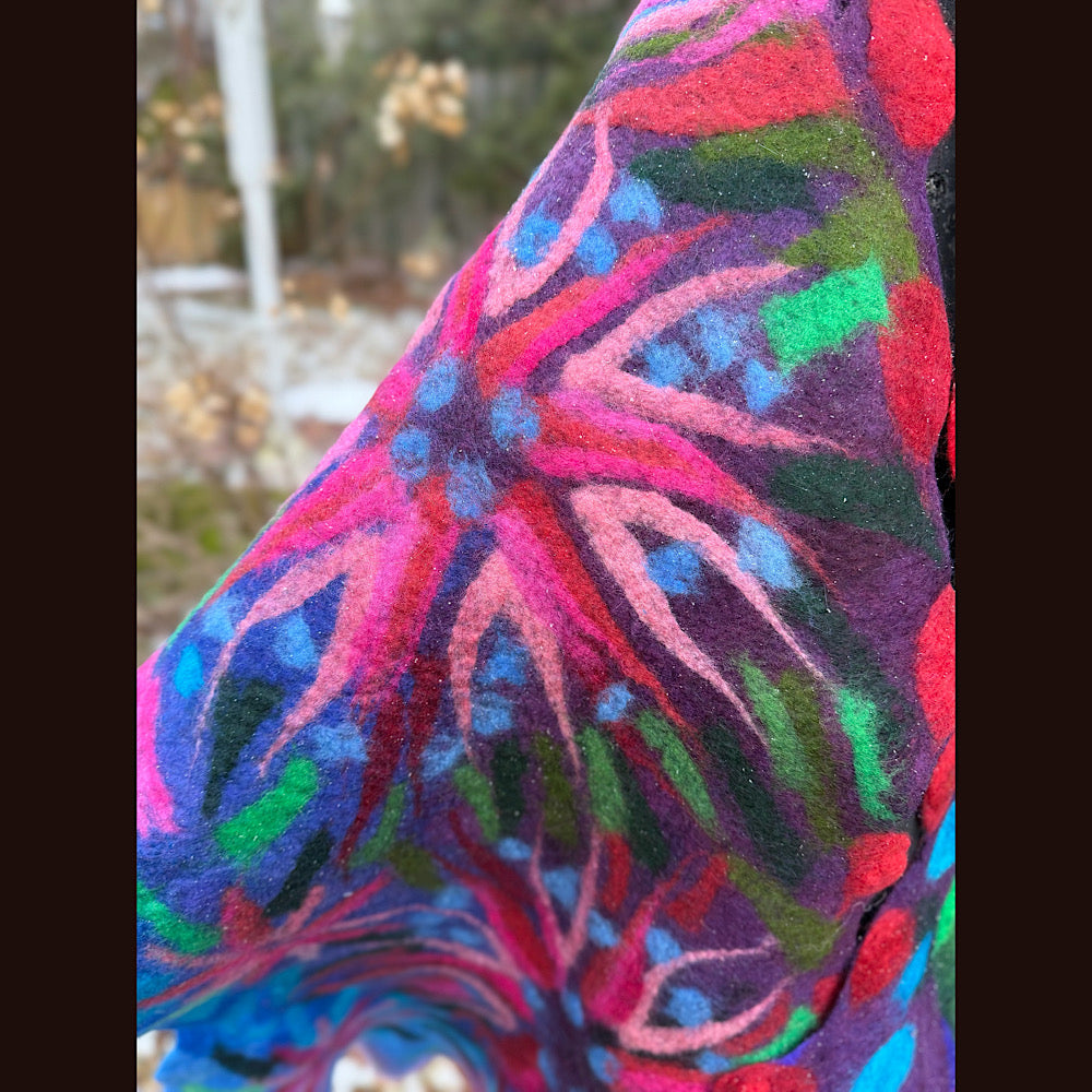 Handmade wool Felted Scarf 88” X 22”