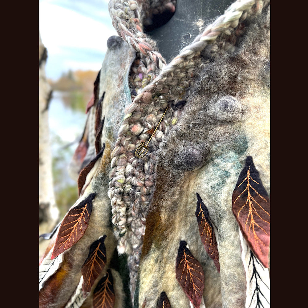 The Owl  felted shawl 80” X 25”