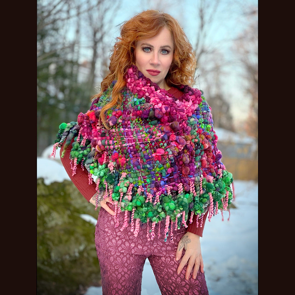 Handmade wool Woven Scarf shawlette