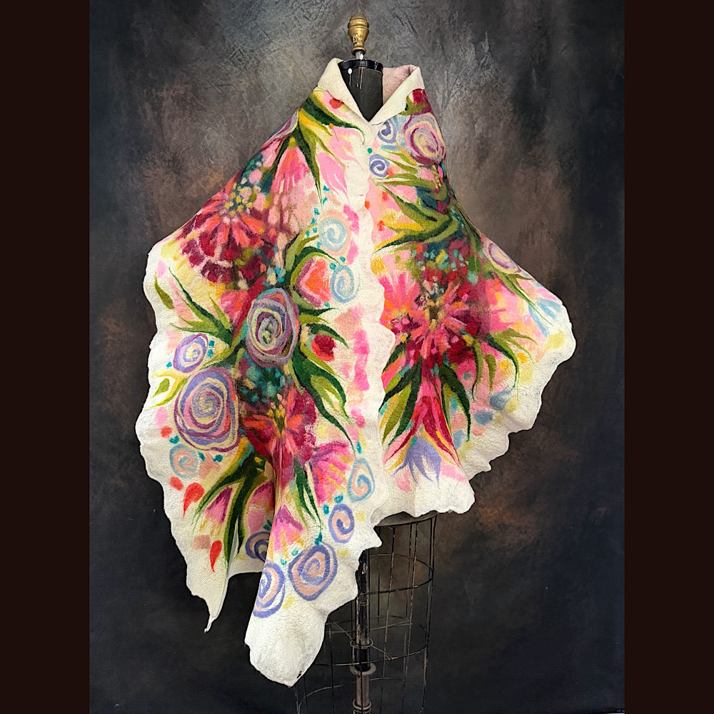 OOAK Handmade wool Felted Scarf 84” X 20” Original art work