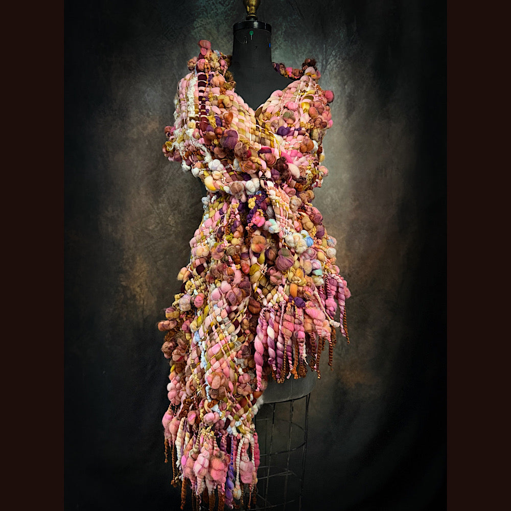 Handmade wool Woven Scarf 84”X 11”