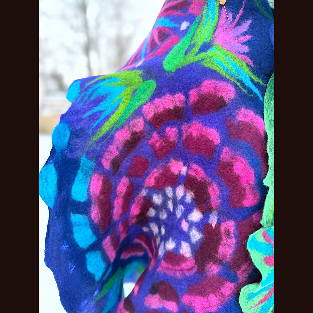 Handmade wool Felted Scarf 90” X 24”