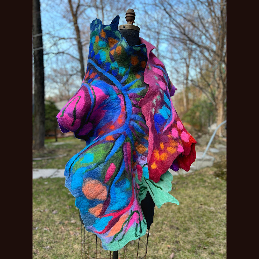 Caterpillar Felted Shawl 76” X 20”