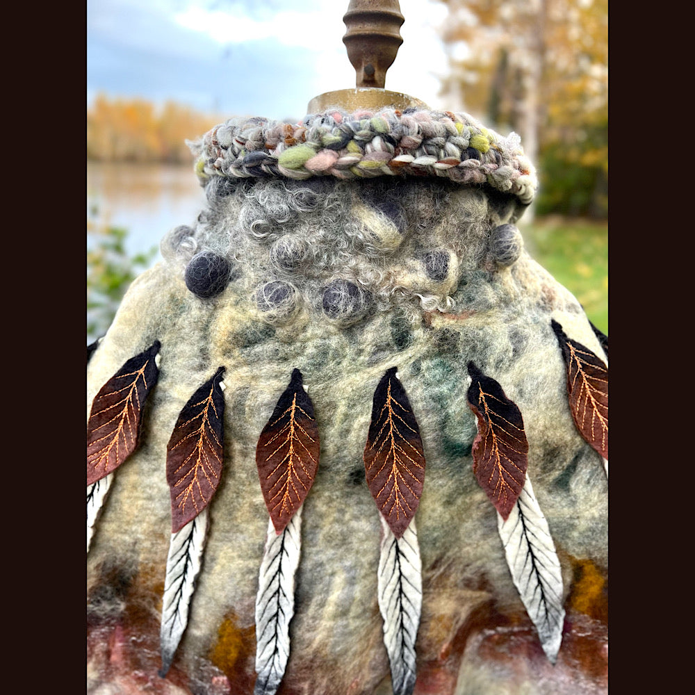 The Owl  felted shawl 80” X 25”