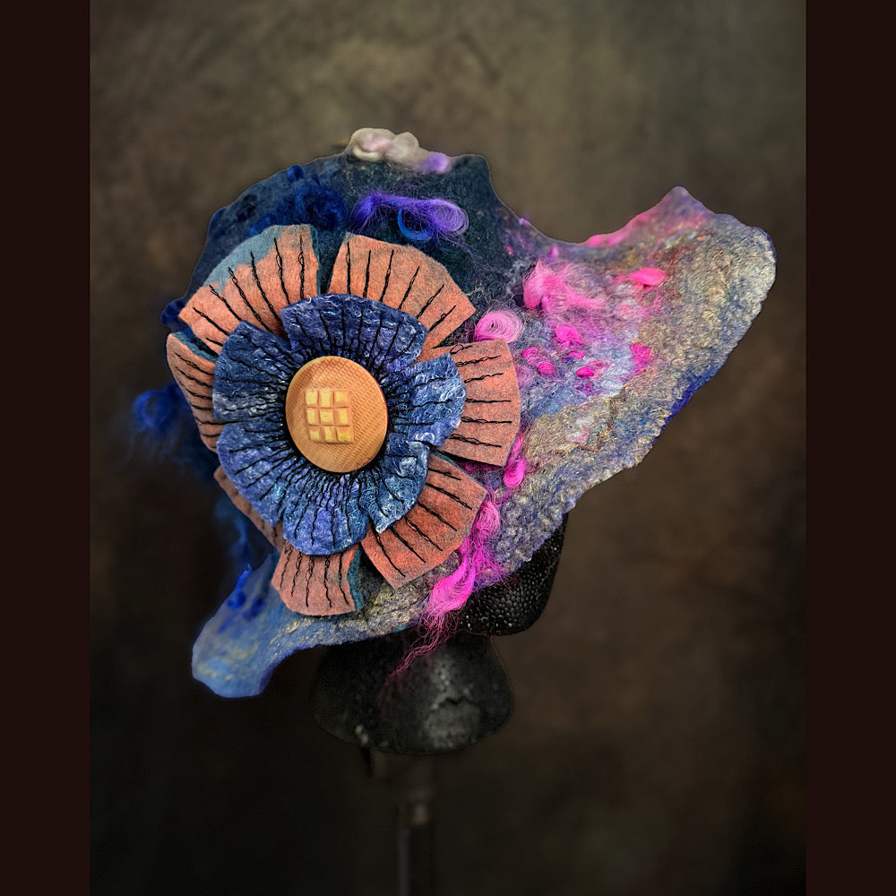 Handmade wool Felted hat 23.5” medium