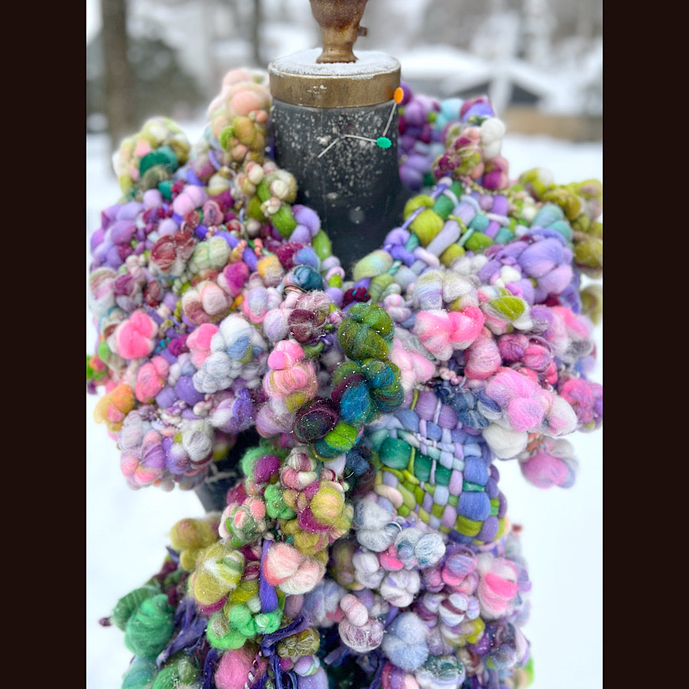 Winter rose Woven art yarn Scarf 100” X 7-8”