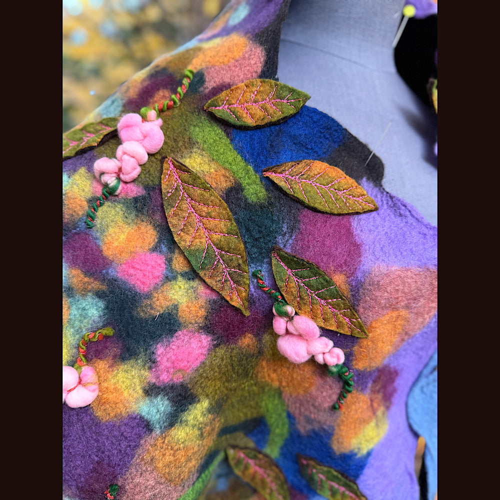 OOAK Handmade wool Felted Scarf 82” X 23” Original art work