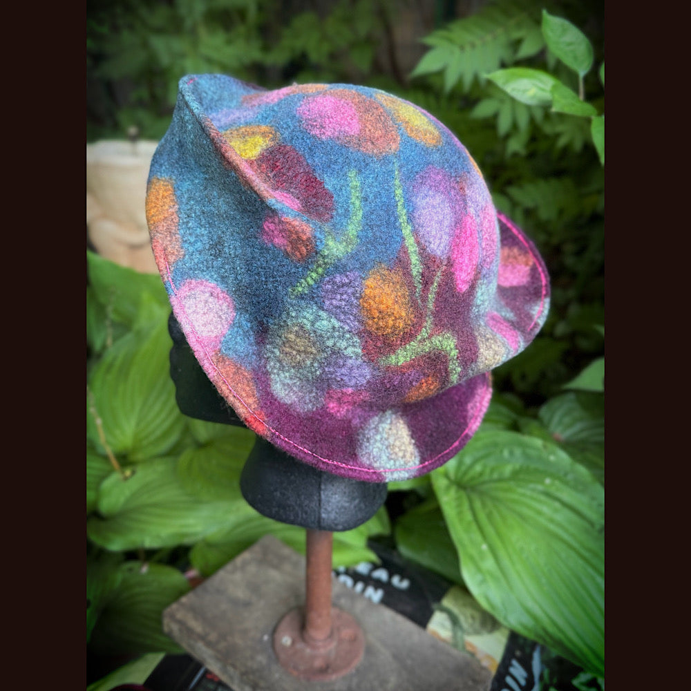 OOAK Handmade wool Felted hat 22” small