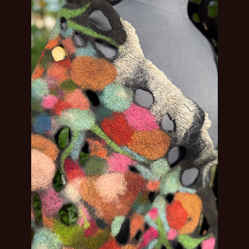 OOAK Handmade wool Felted Scarf 90” X 19” Original art work