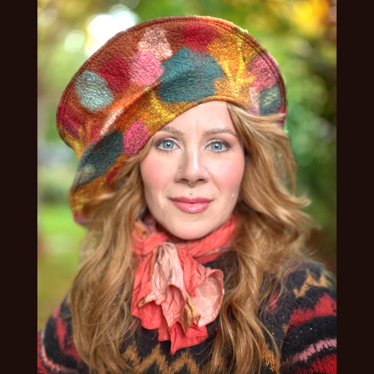 OOAK Handmade wool Felted hat 23.5” medium