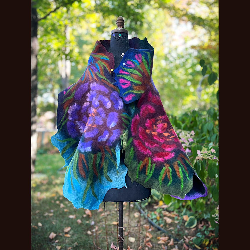 Handmade Felted Wool Scarf 74” X 29”