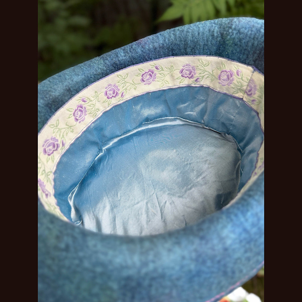 OOAK Handmade wool Felted hat 23.5” medium Silk lining