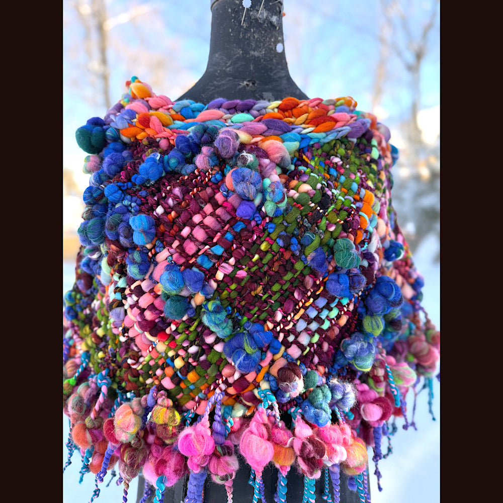 Handmade wool Woven Scarf shawlette 26”X  18” larger size