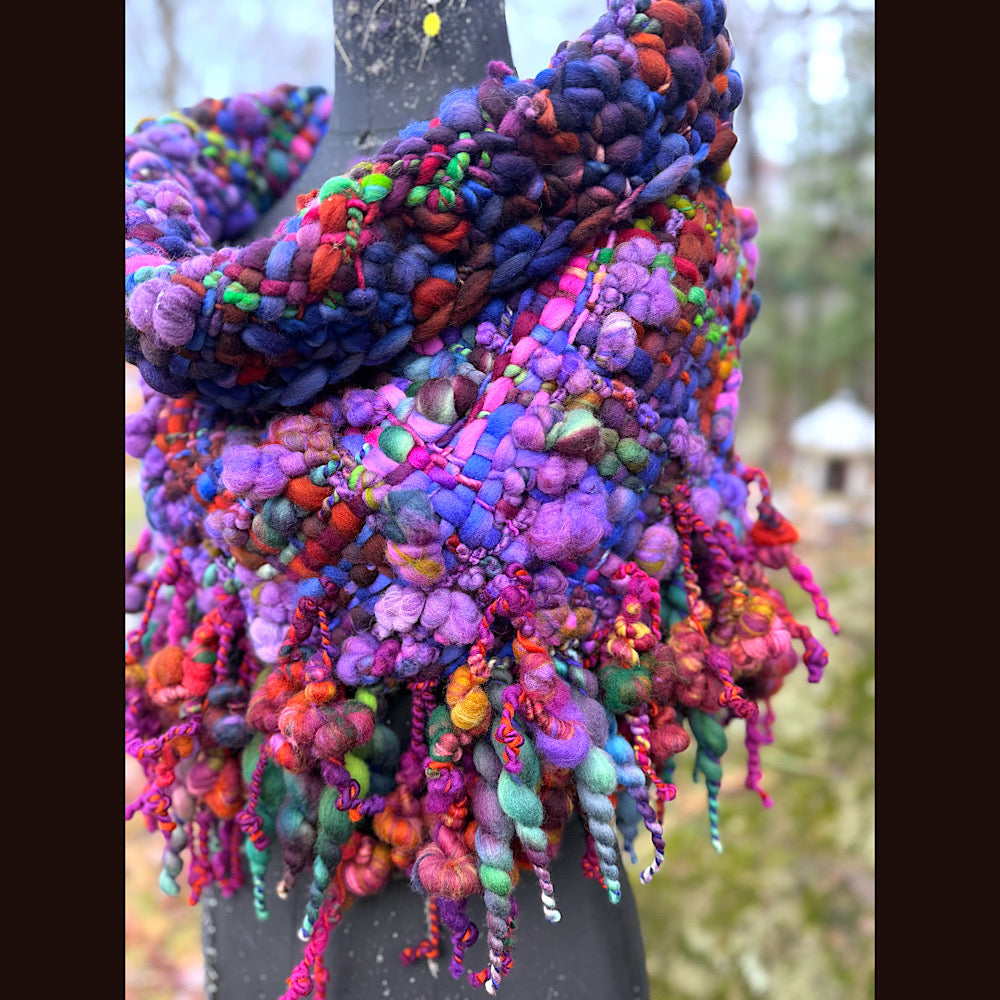 Handmade wool Woven Scarf shawlette 19” X 18”