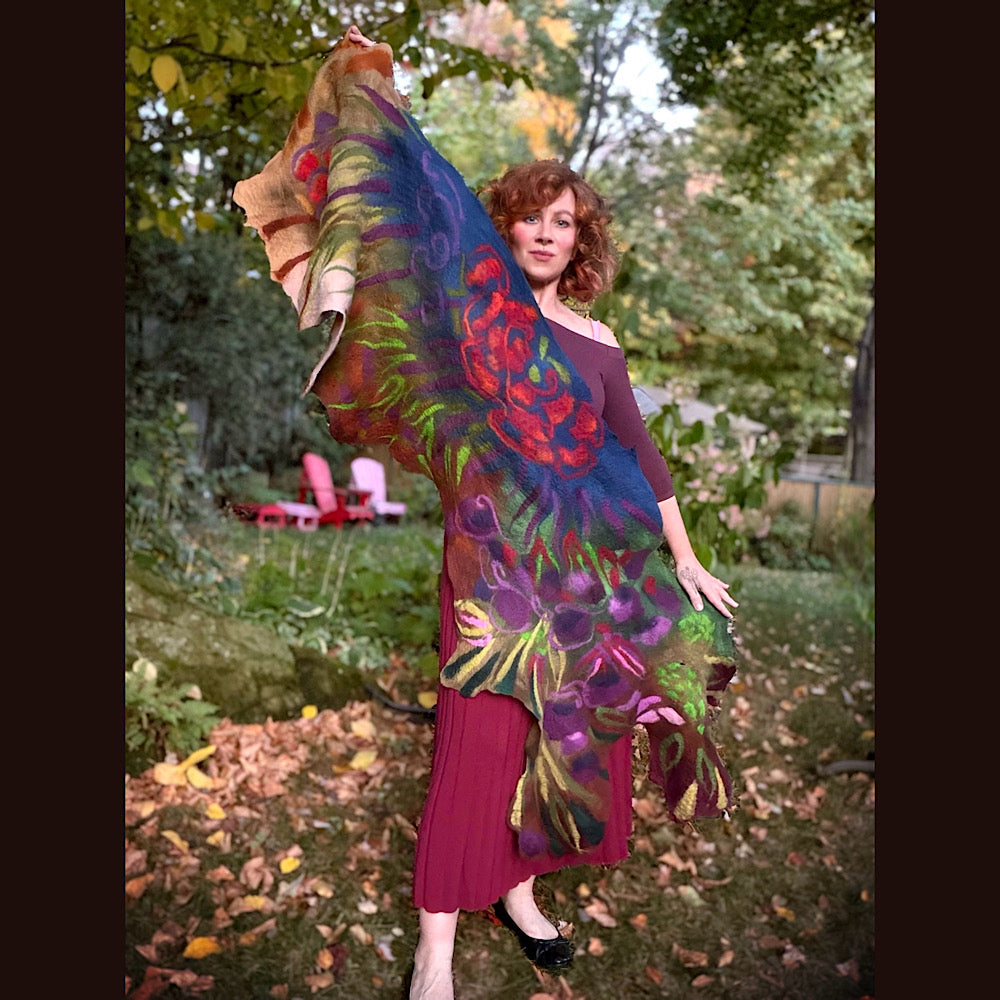 Handmade Felted Wool Scarf 80” X 22”