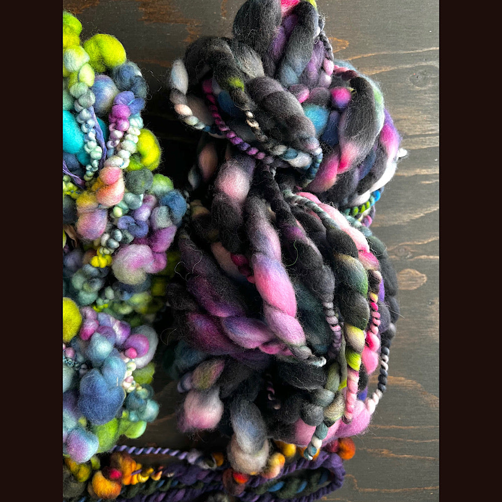 Large lot of hand spun yarn for weaving  knitting crochet 12.3 oz