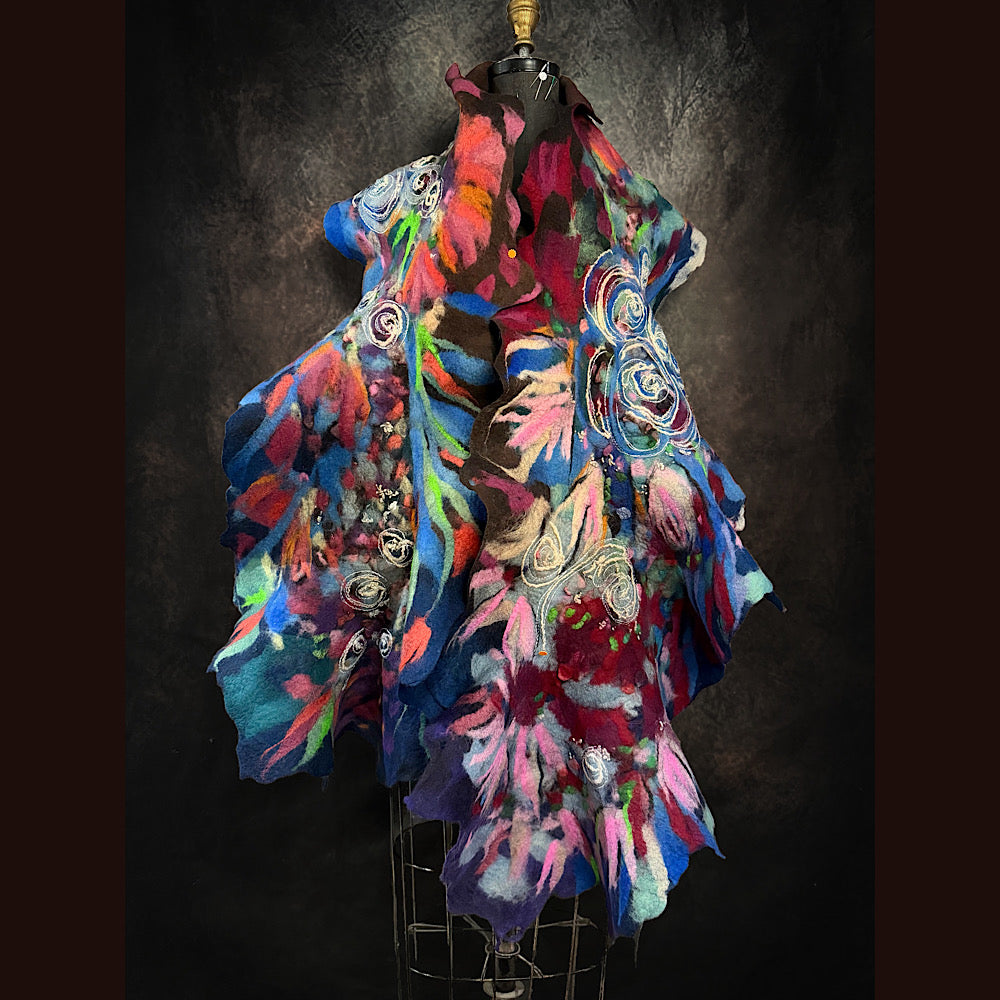 OOAK Handmade wool Felted Scarf 86” X 17”