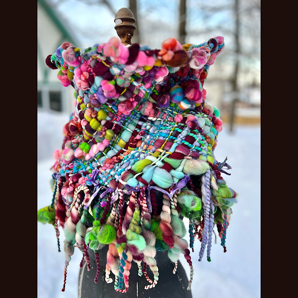 Winter rose Woven art yarn Giant cowl