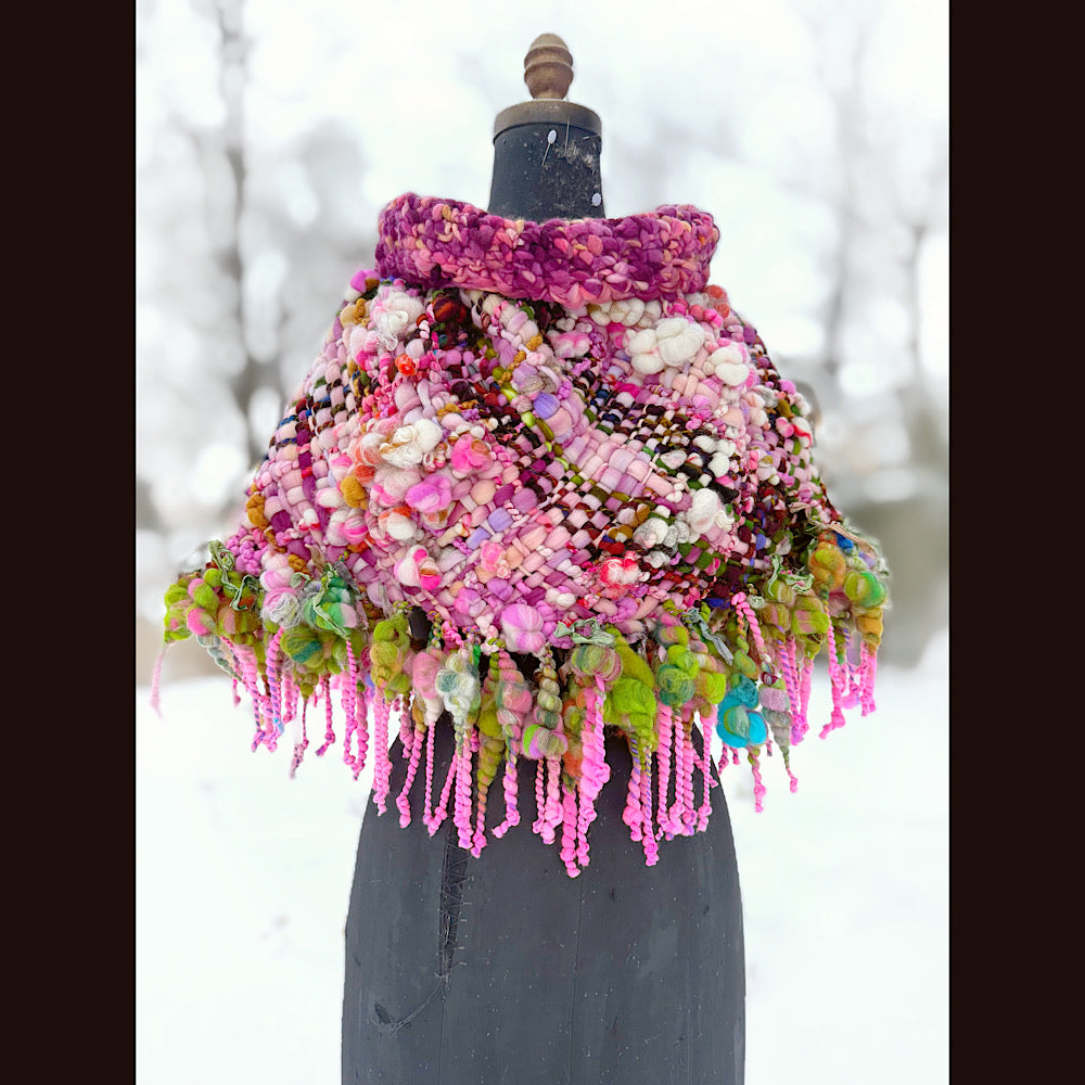 Handmade wool Woven Scarf shawlette 26”X  20” larger size