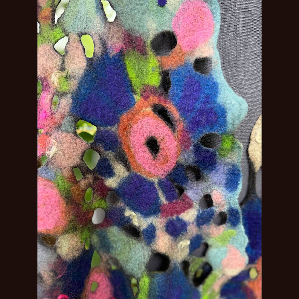 OOAK Handmade wool Felted Scarf 90” X 17”Original art work
